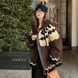 冬季 原创男女同款 小美真皮毛白鹅绒宽松休闲连帽外套 弓ECHO