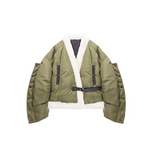 欧美风酷帅宽松慵懒毛领羽绒服外套女 原创设计秋冬新款 弓ECHO