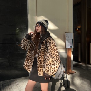 原创皮草澳大利亚A级羊皮毛一体豹纹东南亚风外套 冬季 弓ECHO