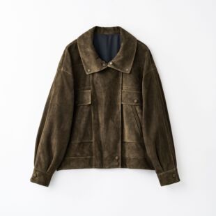 机车夹克皮衣外套 西班牙头层山羊皮绒面短款 弓ECHO