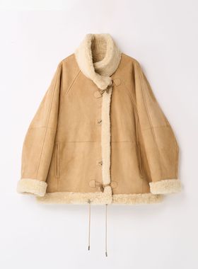 【弓ECHO】高奢冬季冰岛鹅黄绒面羊皮毛一体皮草外套女