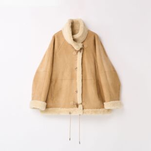 冰岛鹅黄绒面羊皮毛一体皮草外套女 高奢冬季 弓ECHO