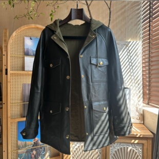 新款 春季 集合链接皮衣立领夹克真皮短外套女 弓ECHO