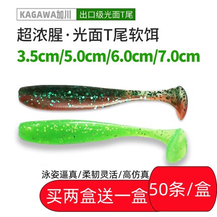 路亚软饵t尾鱼鳜鱼鲈鱼翘嘴海钓淡水铅头钩倒钓软虫腥味假饵50条