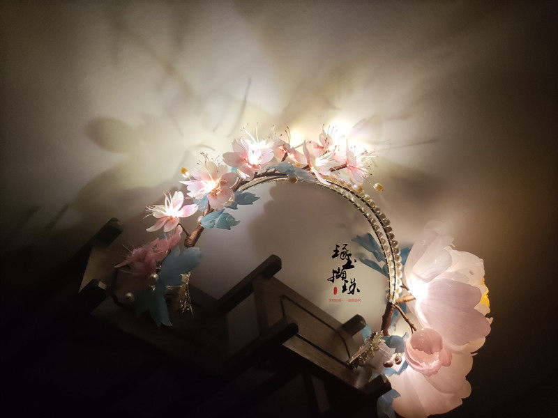 琢玉撷珠发冠辉夜热缩夜光头饰