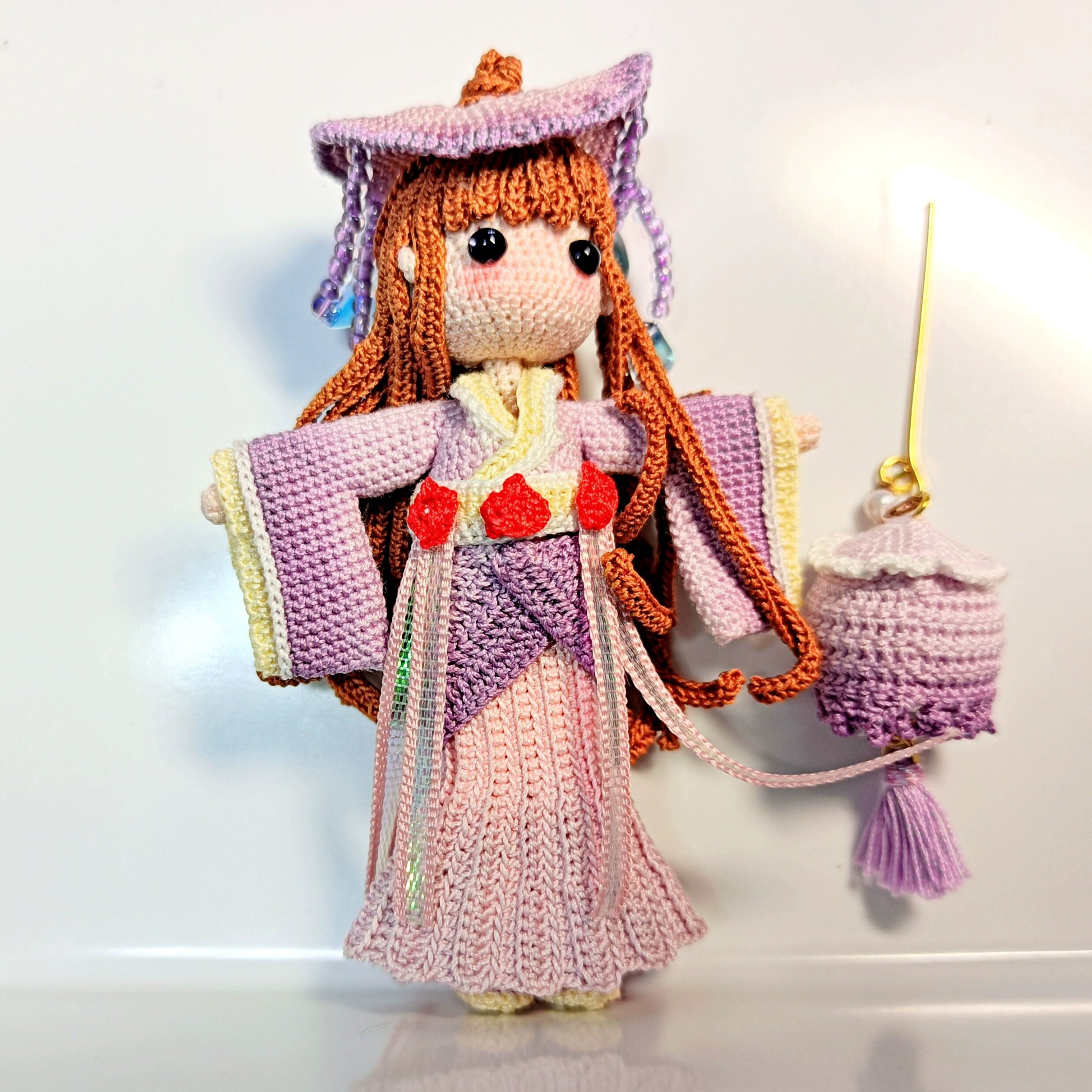 成品 古风 古装 袅袅 80号蕾丝 染色  钩织 玩偶 人偶 灯会亮