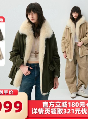 VIVIDINI中长款冬季狐狸毛羽绒服外套