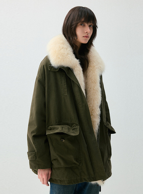 VIVIDINI中长款冬季狐狸毛羽绒服外套