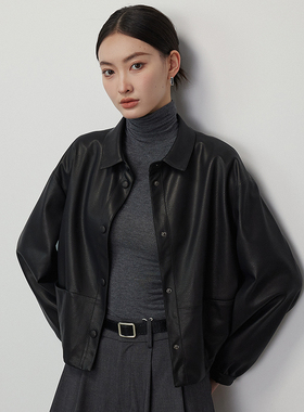 VIVIDINI 女士翻领款皮衣外套