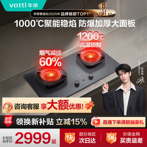 【推荐搭配S66P】华帝燃气灶鸳鸯灶聚能家用双灶台天然气猛火515S