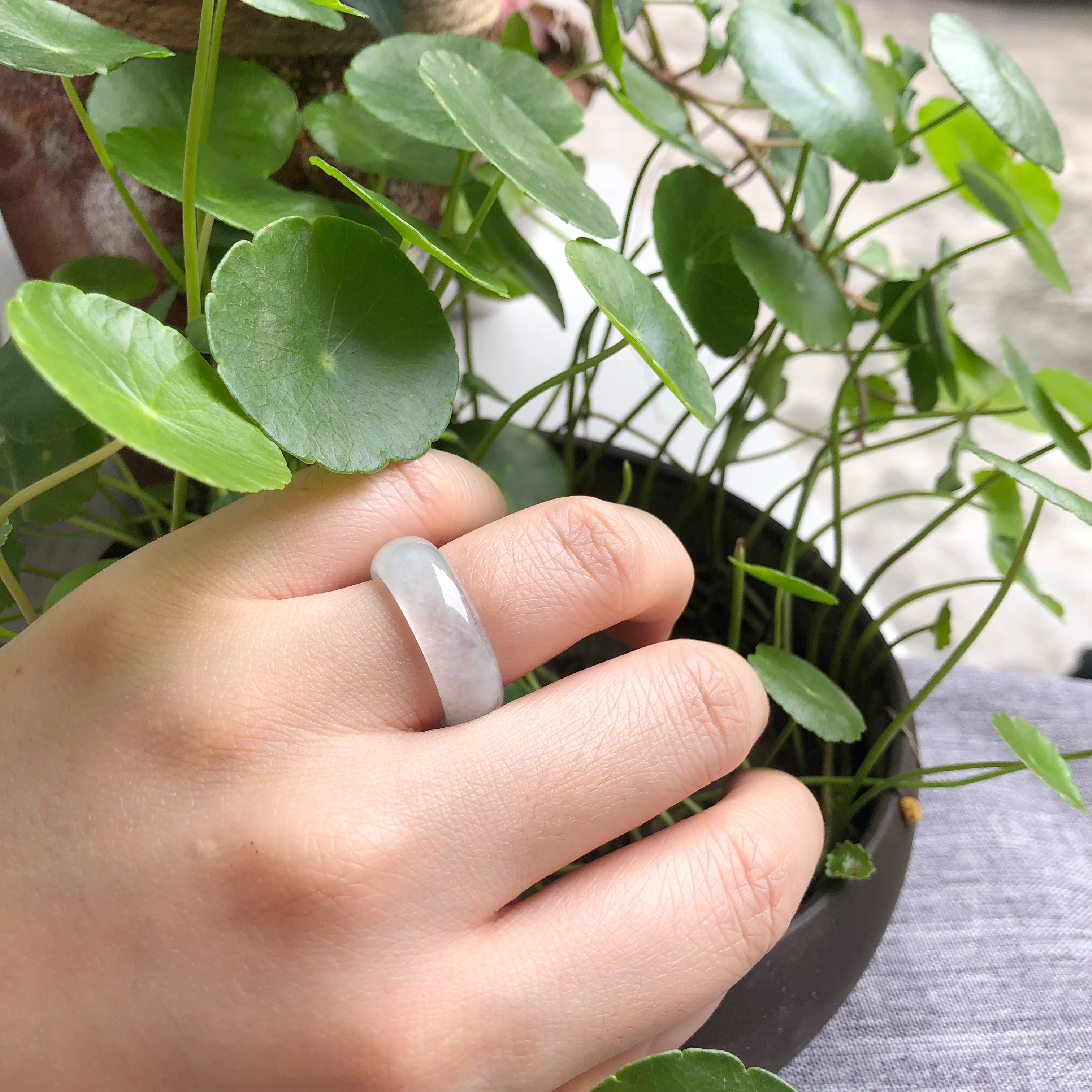 角饰原创设计新品缅甸翡翠A货高冰木那雪花棉戒指老坑起光钢位足