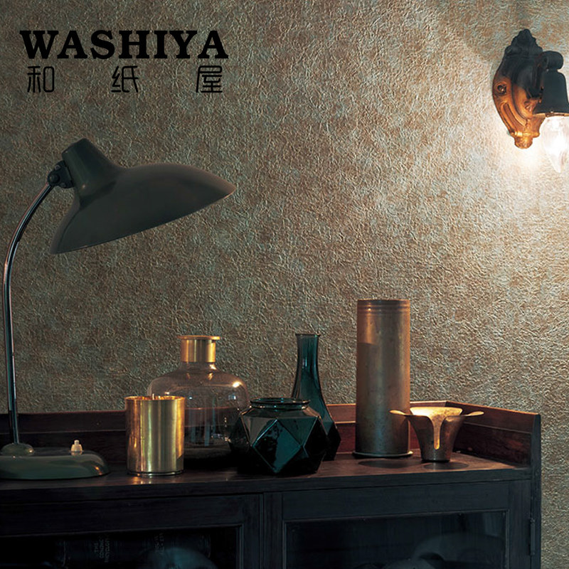 【和纸屋】斑驳做旧仿皮面质感褶皱纹 进口日本墙纸壁纸 按米卖