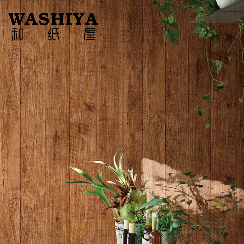 【和纸屋】复古风深褐色木板纹路木纹 进口日本墙纸壁纸按米卖
