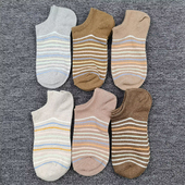 出口单绢丝袜子女浅口船袜条纹低帮春夏季 油丝女士防臭吸汗透气袜