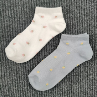 短筒袜子女网眼透气纯棉袜甜美吸湿排汗春季 浅口舒适透气女袜 薄款