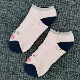 外贸单可爱好穿浅口船袜子女秋季 毛巾底吸汗卡通低帮撞色运动女袜
