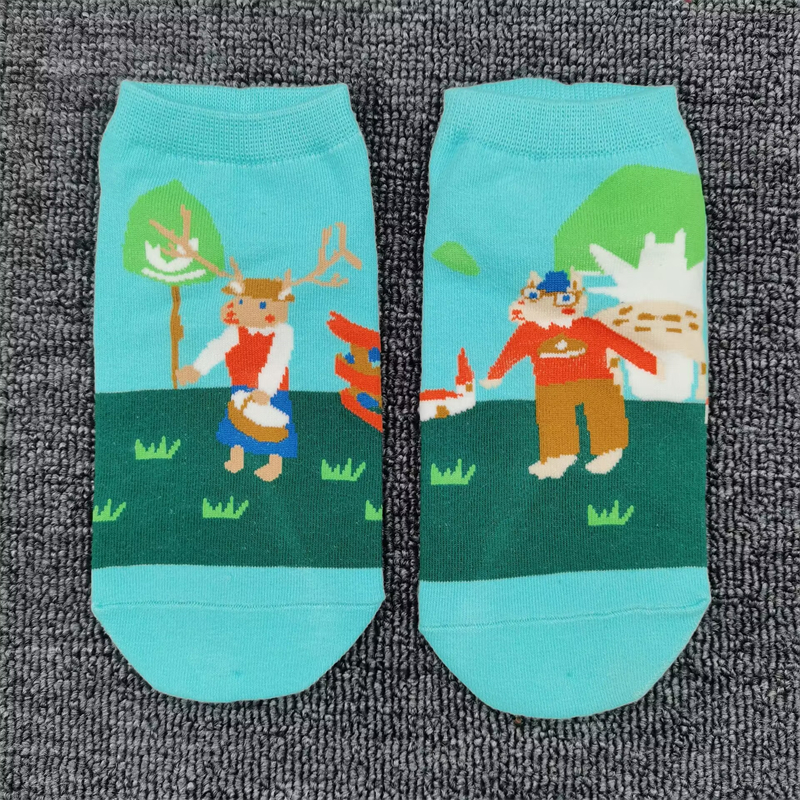 AB版袜子女卡通个性时尚纯棉袜直筒短袜春季低帮可爱少女袜吸汗袜