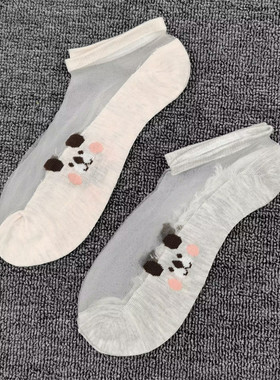 卡通水晶棉底船袜夏季超薄可爱袜子女透明玻璃丝耐磨浅口卡丝女袜