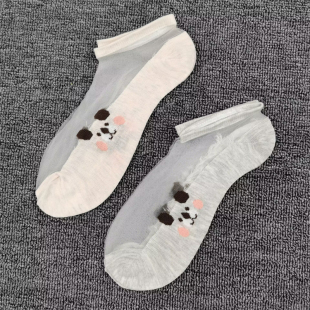超薄可爱袜子女透明玻璃丝耐磨浅口卡丝女袜 卡通水晶棉底船袜夏季