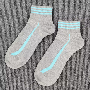 运动袜子男中筒春季 袜 棉混吸汗防臭袜压力跑步袜条纹日单低帮男士