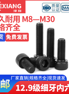 12.9级细牙内六角螺丝螺栓M10M12M14M16M18M20M22M24*1.25x1.5x2