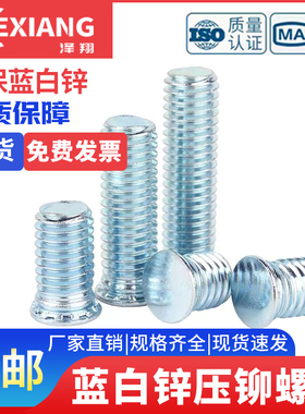 FH压铆螺钉碳钢蓝白镀锌螺柱卯杆M2.5M3M4M5M6M8mm兰锌压板铆螺丝