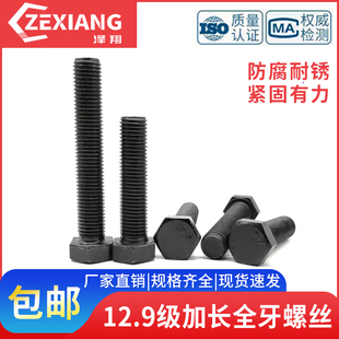 12.9级加长全丝螺杆全扣螺栓全牙螺丝钉全螺纹外六角M8M10M12 M48