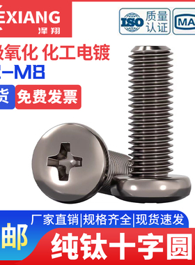 国标TA2纯钛圆头十字螺丝钛合金盘头螺钉螺栓 M2M2.5M3M4M5M6M8mm