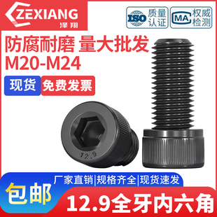 12.9级全牙全螺纹内六角螺丝螺栓螺杆M20M24 120x150x160x180x200