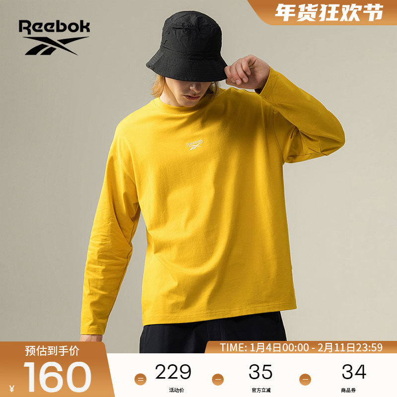 Reebok锐步官方26新品男女同款时尚复古潮流宽松简约长袖T恤