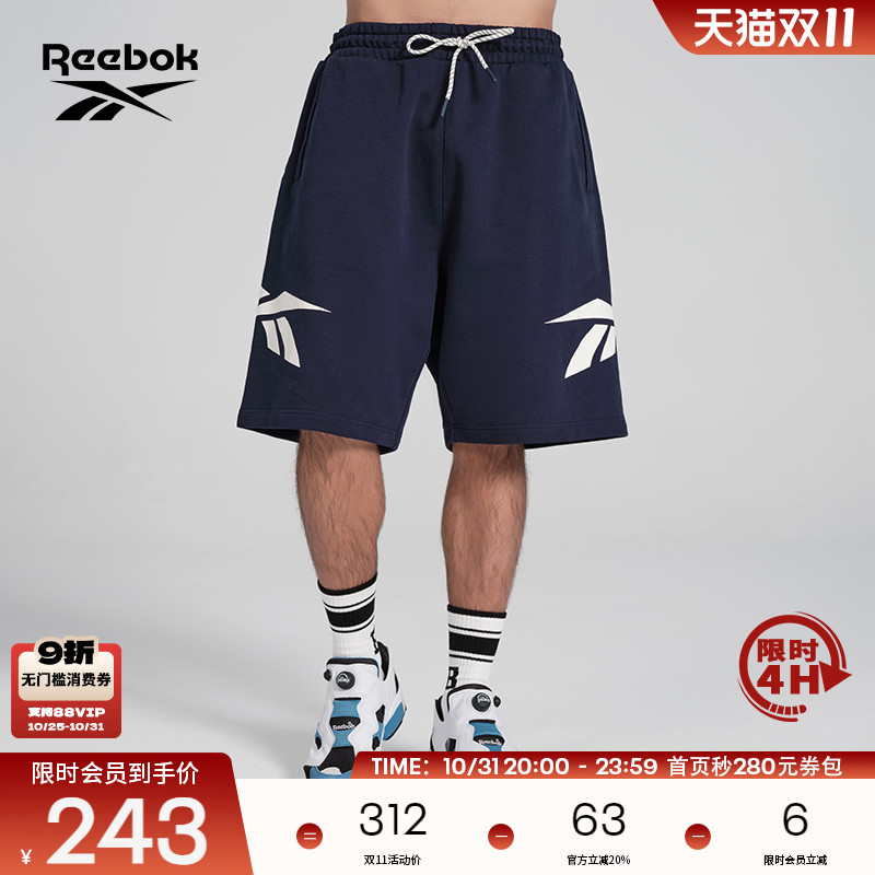 Reebok锐步官方24新品男女运动休闲LOGO款宽松时尚针织短裤