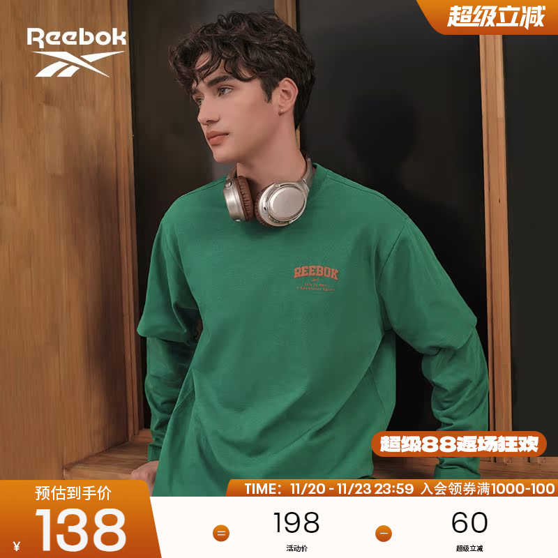 Reebok男女同款假两件长袖