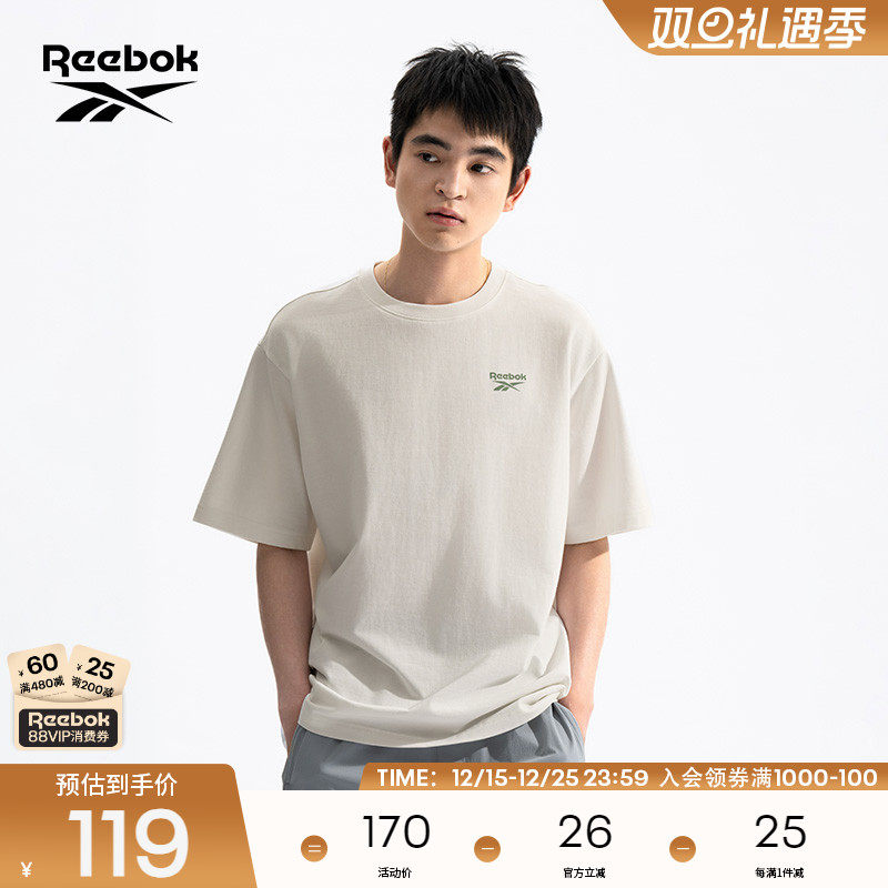 Reebok锐步官方24新品男女同款后背印花运动休闲舒适百搭短袖T恤