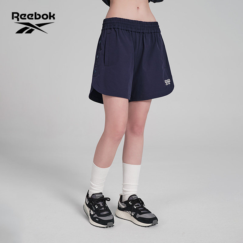 Reebok锐步官方26新品女子简约休闲时尚运动跑步松紧梭织短裤