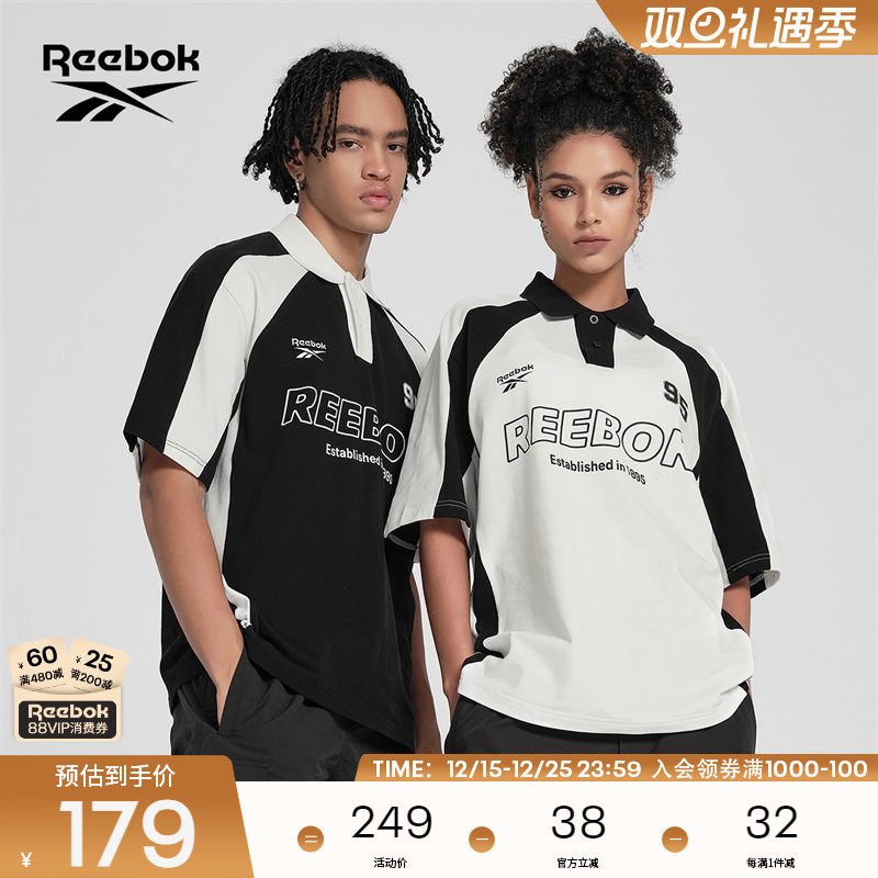 Reebok锐步官方24新品男女情侣款美式复古休闲拼色运动POL
