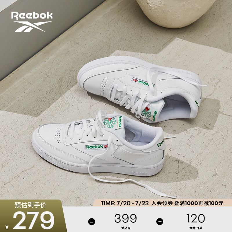 男鞋Reebok锐步小白鞋低帮板