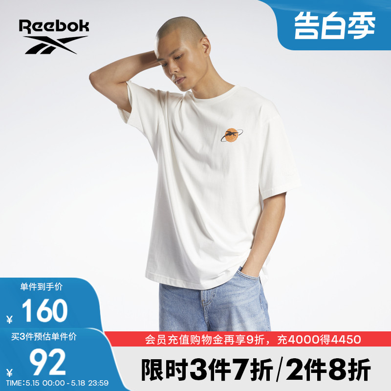 Reebok锐步官方男女同款TEE经典时尚背面印花复古简约圆领短