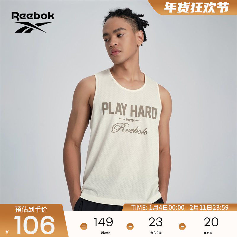 Reebok锐步官方26新品男子运动健身休闲舒适潮流印花针织背心