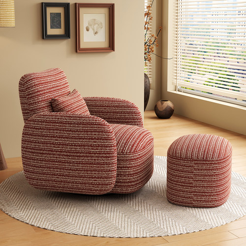 法式复古奶油风贝拉沙发家用客厅卧室现代简约休闲单人旋转沙发椅