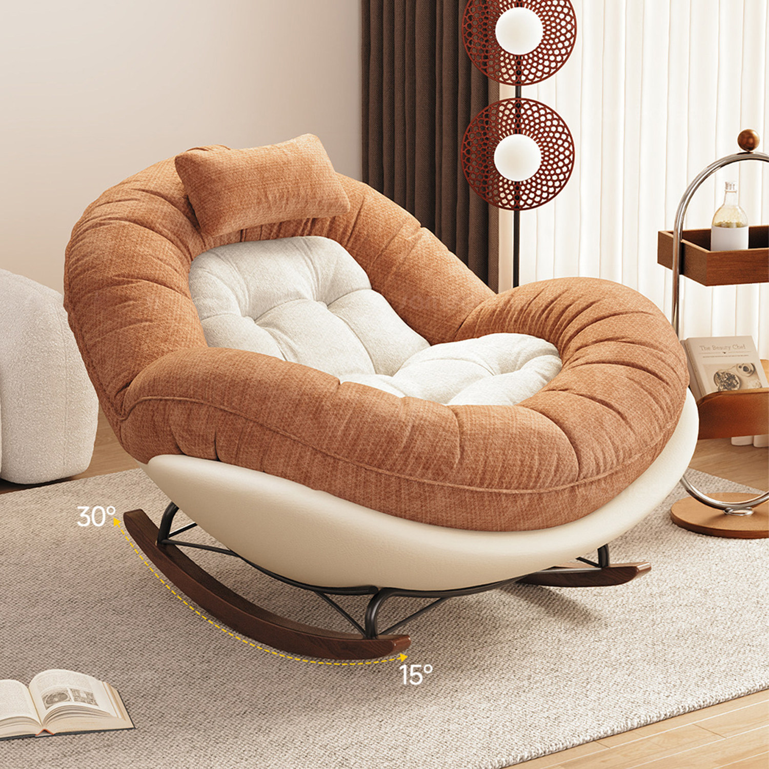 可爱蛋壳摇摇椅2026新款躺椅成人阳台家用客厅休闲单人懒人沙发椅