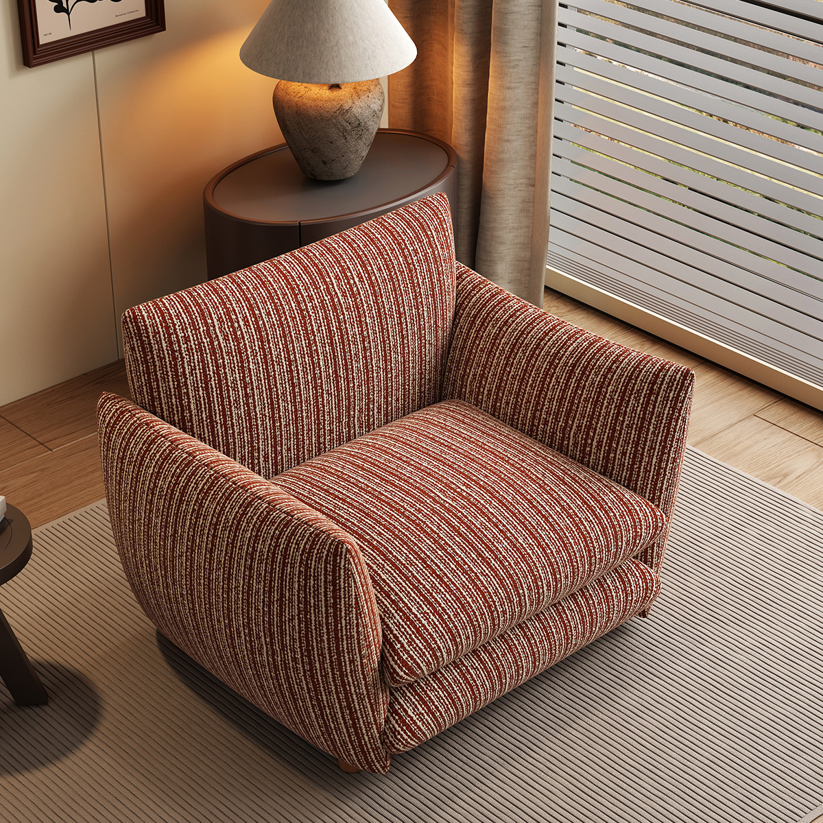 复古单人沙发椅客厅单椅沙发法式中古风卧室书房单人靠背椅休闲椅