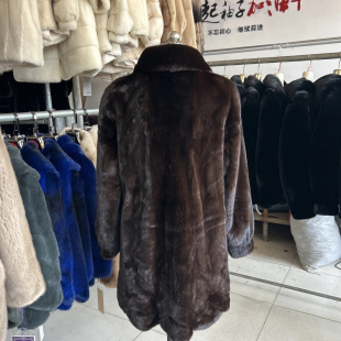 特价貂皮大衣女整貂天鹅绒水貂皮草外套中长款