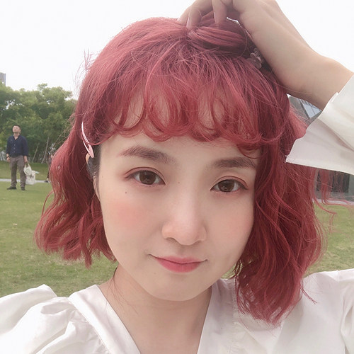 日系假发女短发 网红复古卷卷刘海羊毛卷假发 超可爱红发小魔女 - 封面