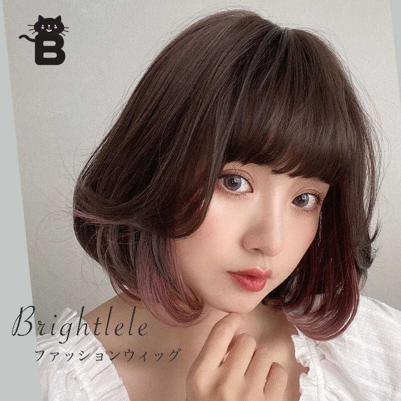 原创天使翅膀短发 韩式温柔挂耳挑染短发女