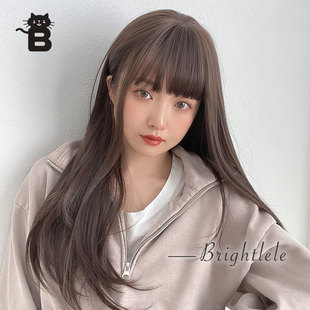 Brightlele长直发假发套自然修脸日常假发jk网红黑长直