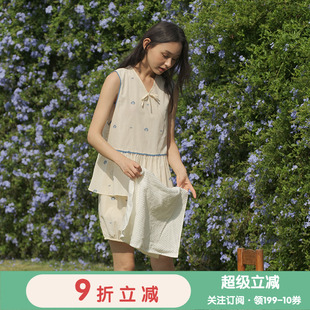 朵朵可可睡衣女2025春夏新款 纯棉简约甜美无袖 短裤 凉感家居服套装