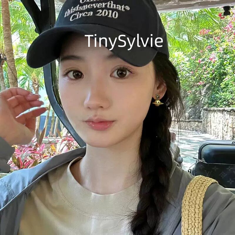 TinySylvie|星环嵌耳 藏纳星河!女士精致轻奢金色垂坠个性耳钉