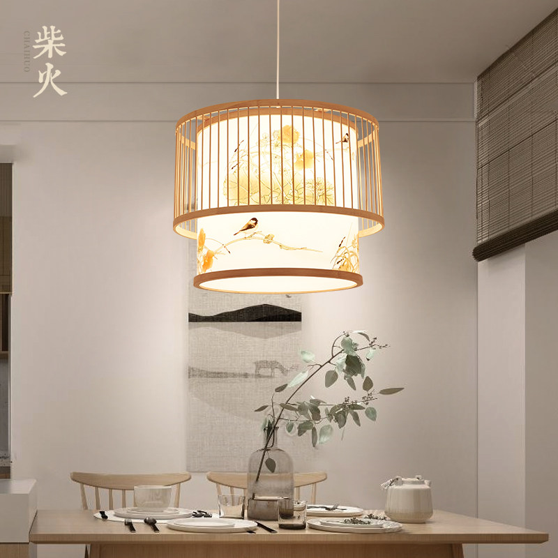 日式竹编吊灯餐厅个性创意东南亚客厅卧室饭店中式禅意竹艺灯具_虎窝淘