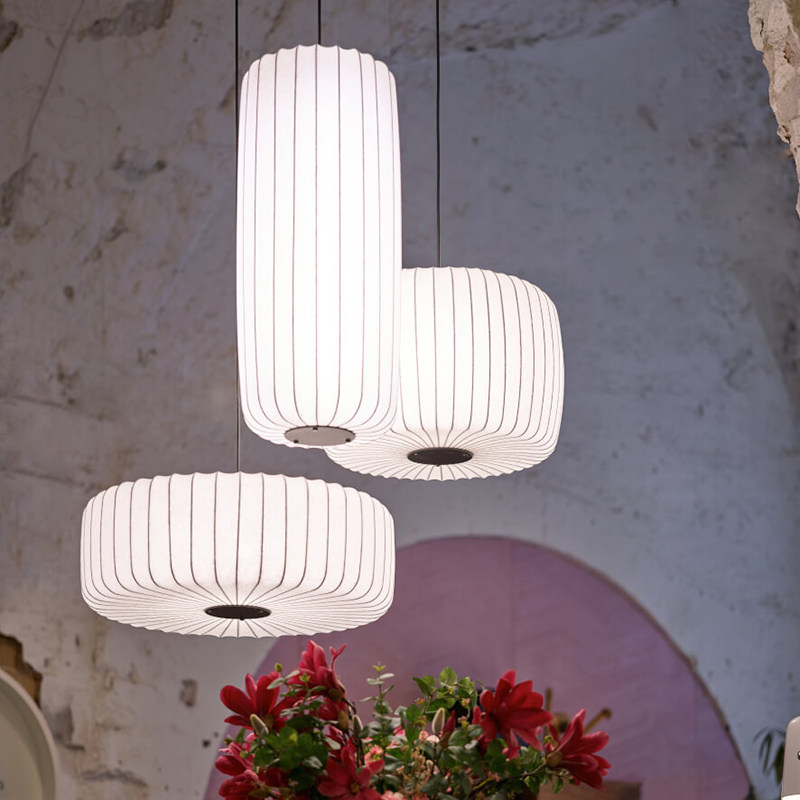 时尚唯美布艺吊灯北欧简约创意卧室餐厅吧台日式蚕丝茶室禅意吊灯