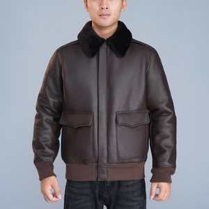 BGSD原生态皮毛一体外套男士冬季加厚保暖真皮夹克短款A2飞行夹克